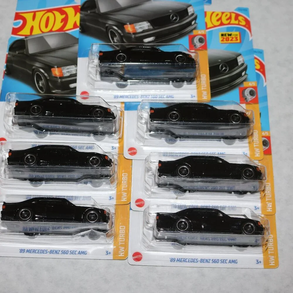 Hot Wheels lot of 7 Turbo '89 black Mercedes all new good cards